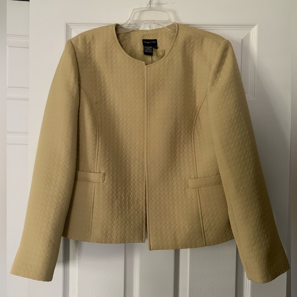 Women’s Chapter One Olive Green Blazer Jacket Quilted Style Size 16